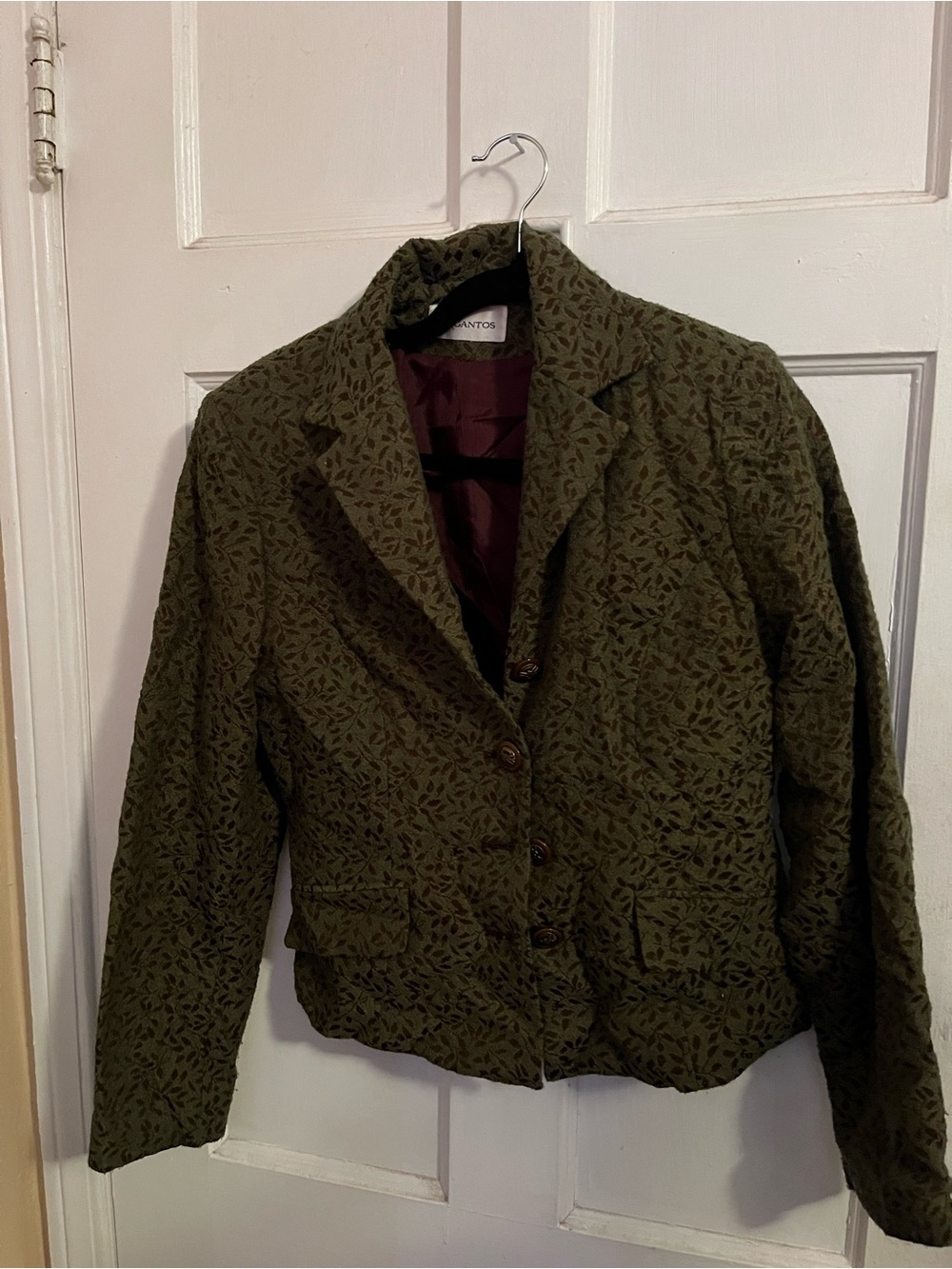 Textured Olive Green Women's Blazer Jacket